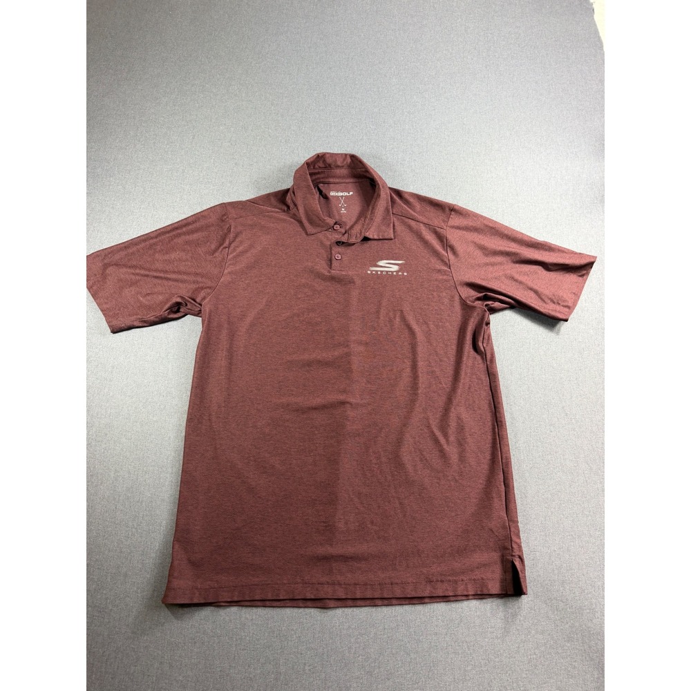 Skechers GO GOLF Mens Medium Polo Shirt Burgundy Maroon Short Sleeve Performance